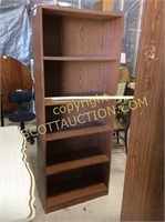 Brown press wood book case, 6’ tall, 26” wide,