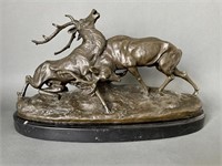 Large Bronze-C. Majdoss Stags in Rut Fighting