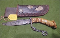 Stag Handled Knife w/ sheath