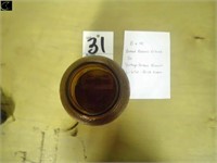D & M Baked Beans Glass Jar, Vintage Amber Brown