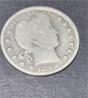 1898 Silver Barber Quarter