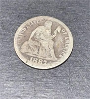 1887-s Silver Seated Liberty Dime