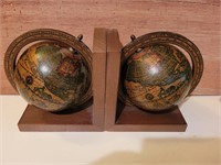 Pair of World Globe Bookends - wooden