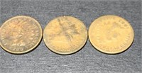 Lot of 3 1883 Indian Head Cents