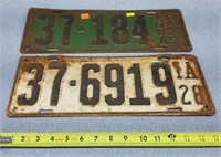 1928 & '29 IA License Plates