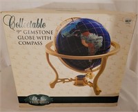 Collectible 9" Gemstone Globe & Compass NIB