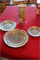 3 COUNTRY WARE PEWTER PLATES-PIER ONE STACKING