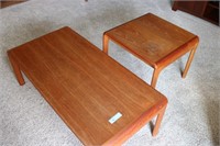 TEAK COFFEE TABLE AND END TABLE