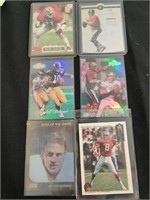 Six NFL trading cards. Steve Young, Peyton
