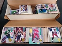 Two boxes assorted sports trading cards
