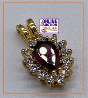 18KT EGP over Silver Ruby and Sapphire Pendant