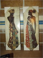 Pair of African Artwork  26.75" x 9.5" each