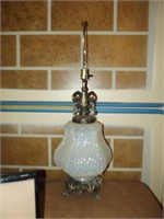 Vintage Irridescent & Crystal Lamp 34.5" T
