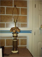 Vintage Cast Iron Floral Lamp 40" T