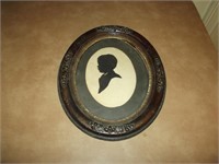 Antique Silhouette Cut by Hand Oval Frame