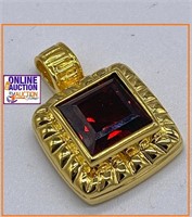 Blood Red Ruby Square 18KT EGP Pendant 3CT+