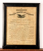 Framed Antique Certificate WWI Promotion