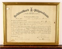 Framed Antique Certificate Promotion WWI