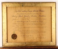 Framed Certificate Promotion to Aide-de-Camp 1885