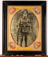Framed Photograph World War I British Soldier