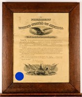 Framed Antique Certificate WWI Promotion