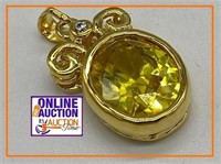 Great Yellow Sapphire Oval 18KT EGP Pendant 3CT +