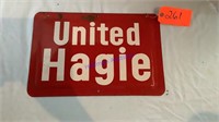United Hagie Sign, 12”x18”, tin embossed