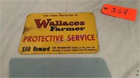 Wallace’s Farmer Sign, 7”x10”, tin