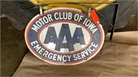 Porcelain AAA Motor Club Sign with hanger,