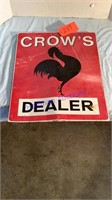Crows dealer sign, double sided tin, 18”x22”