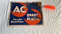 AC Spark Plug Sign, tin, 15”x12”