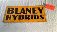 Blaney Hybrids Sign, tin embossed, 9”x20”