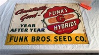 Funks Hybrids Sign, tin embossed, 14.5”x27”
