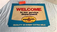 Pennzoil Welcome Sign, plastic, 18”x24”