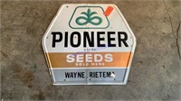 Pioneer Seeds Sign, Wayne Rietema, tin embossed,
