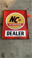 NC+ Hybrids Dealer Sign, 2 sided tin, 28”x3’