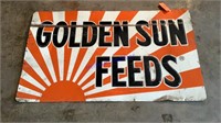 Golden Sun Feeds Sign, tin, 3’x5’