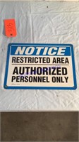 Restricted Area Sign, Steel, 10”x14”