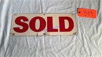Sold Sign, tin 2 sided, 6”x16”