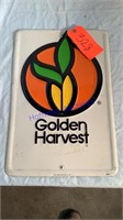Golden Harvest Seed Sign, tin embossed, 12”x18”