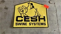 Cesh Swine Systems Sign, tin embossed, 28”x32”