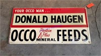 Occo Mineral Feeds Donald Haugen Sign, tin