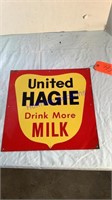 United Hagie Sign, tin, 15”x15”