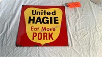 United Hagie Sign, tin, 15”x15”