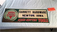 Garrett Hardware Newton, IA Sign, tin embossed,
