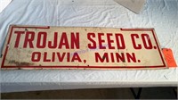 Trojan Seed Olivia, MN Sign, tin, 1’x3’