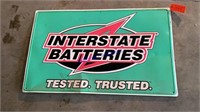 Interstate Batteries Sign, tin embossed, 30”x48”