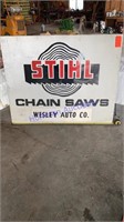 Stihl - tin sign with wood frame - 58.5”x47”