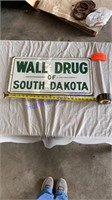 Wall drug tin sign with wood backing - 12”x24”