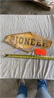 Pioneer double sided tin sign - NOS - 20.5”x9.5”